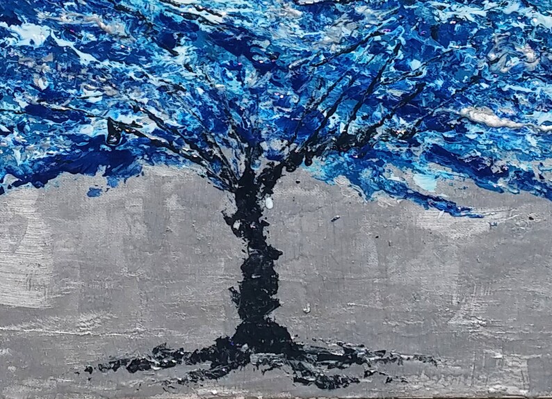 Silver Blue Art Abstract Painting Acrylic Painting Oil Blue Etsy
