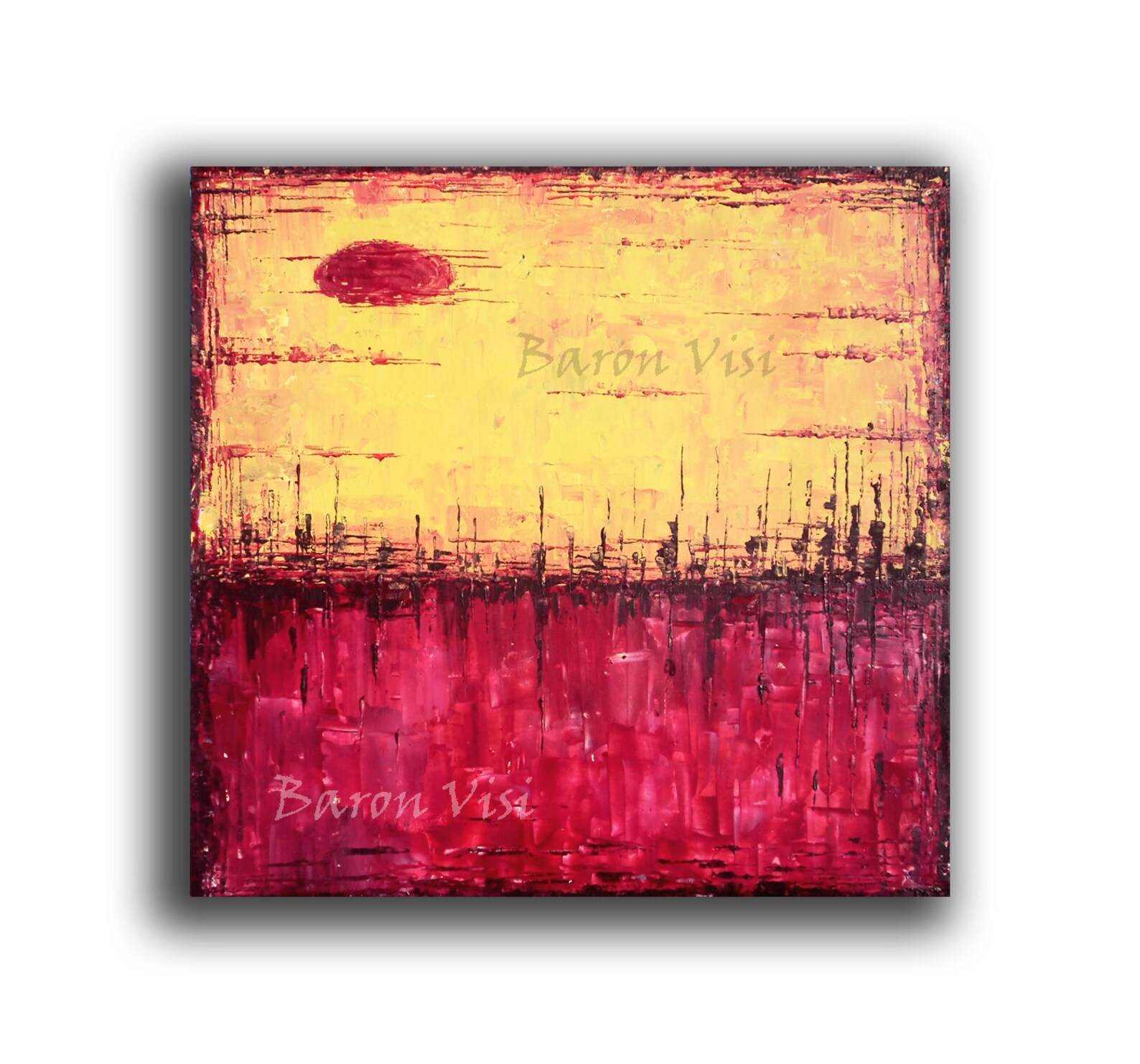 Red Yellow Abstract Acrylic Painting Red Yellow Wall Art Home Etsy
