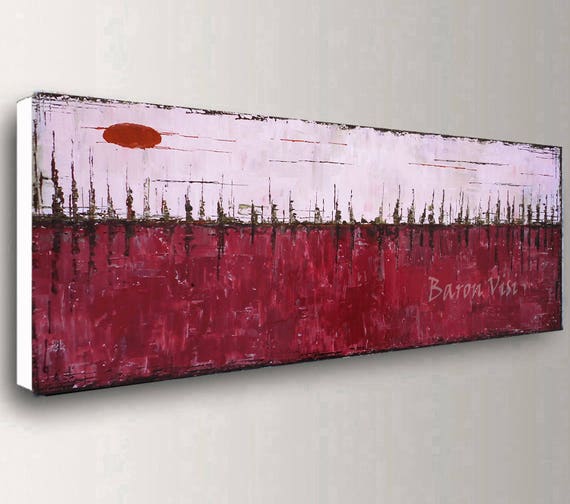 Abstract Painting Acrylic Painting Art Painting Red Beige Pink Wall Home  Office Bedroom Interior Decor Large Canvas Textured Impasto Visi 