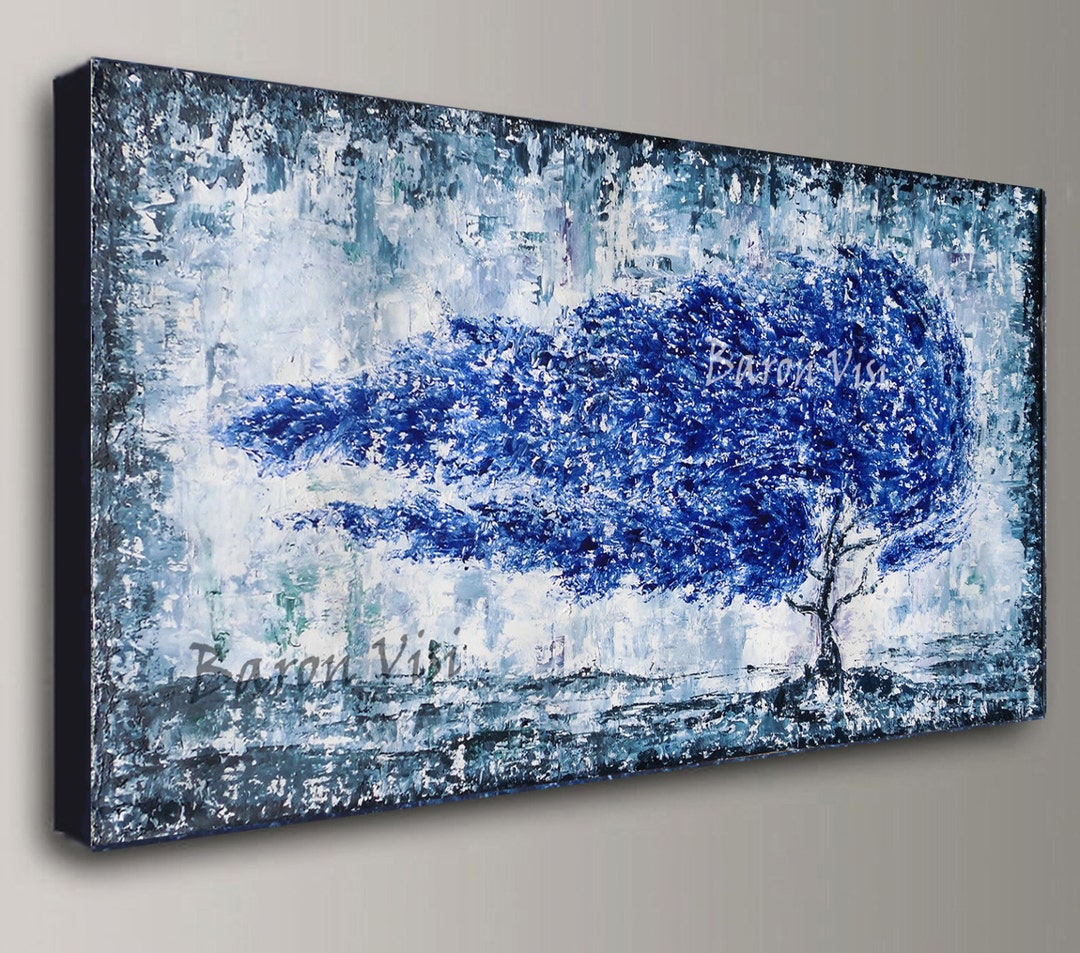 Blue Grey Abstract Painting Acrylic Painting Art Painting Blue Grey Home Office Decor Wall Art ...