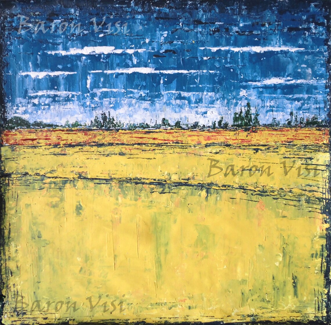 Blue Yellow Acrylic Painting Abstract Painting Art Painting Etsy