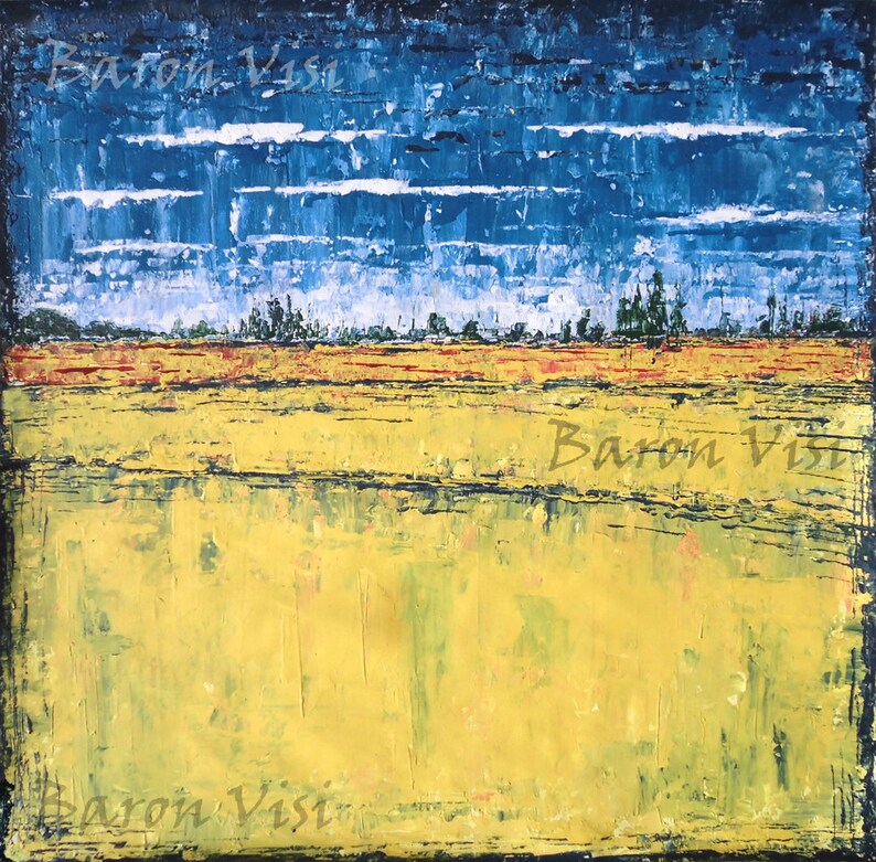 Blue Yellow Acrylic Painting Abstract Painting Art Painting Etsy