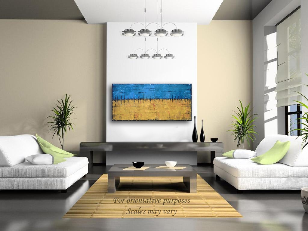 Yellow Blue Art Painting Abstract Yellow Blue Wall Art Home Etsy