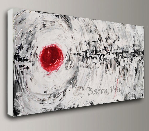 Vlucht rommel Kalmte Zwart wit rood abstracte kunst die olie acryl - Etsy Nederland