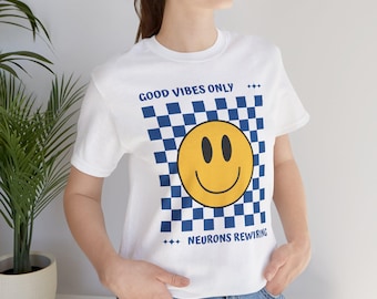 Good Vibes Only Smiley Checkerboard Tee | Neurons Rewiring