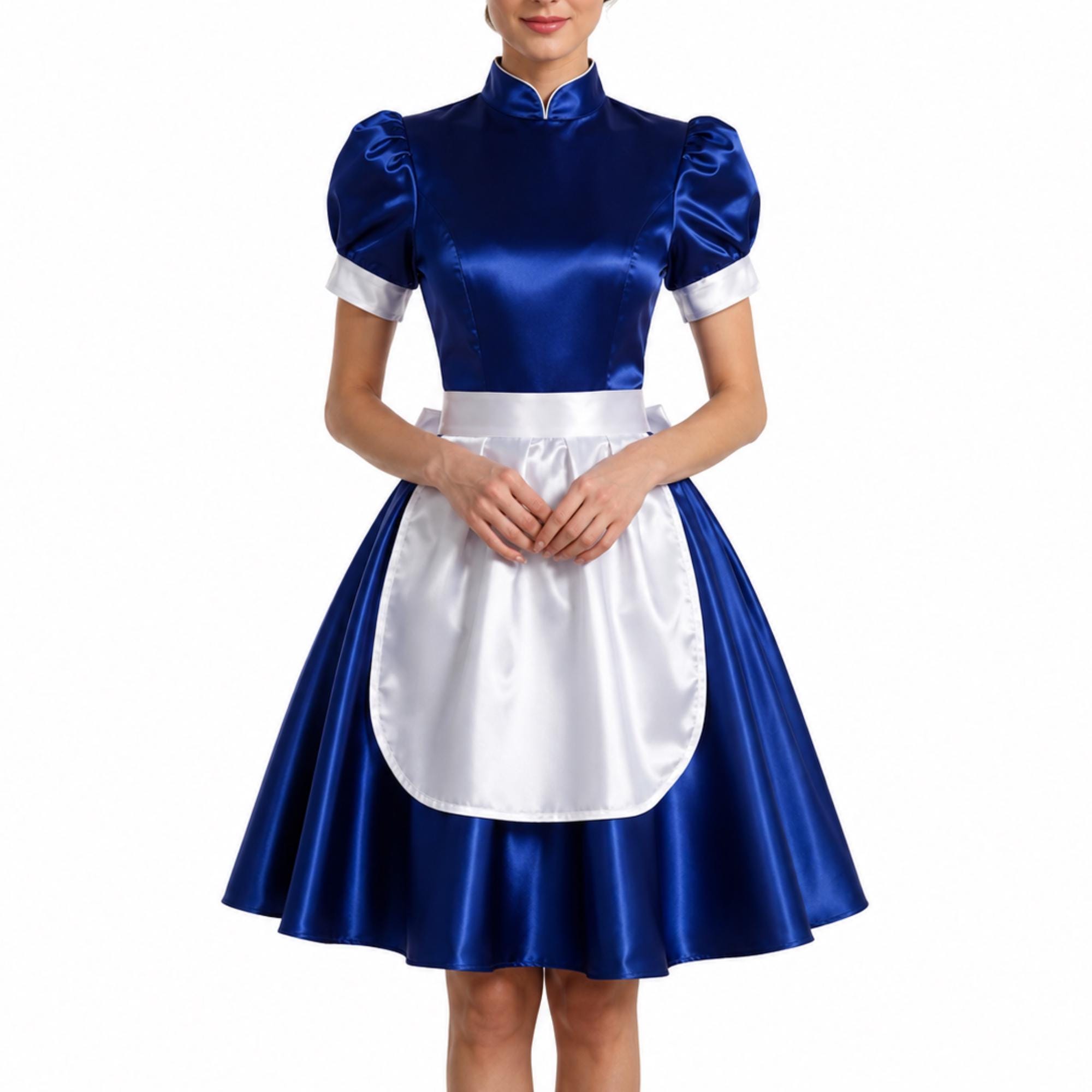 blue french maid dress audrey-hepburn