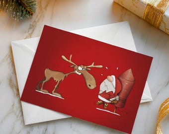 Santa&Eric – Rocket Claus – 4x6" Folded Christmas Card with Envelope