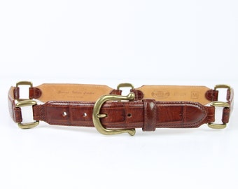 FREE Foil Embossed Name Choose Your Font Handmade Personalized Natural Veg Tan Leather Dog Collar Rose Gold -Tone Hardware