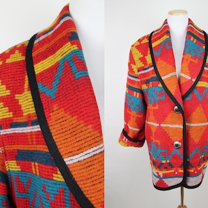 baroque wool and silk bright colors jacket rare 1970 blazer