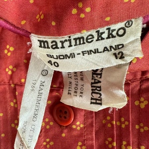 Vintage 60s 70s MARIMEKKO Shift Dress, SMALL, Salmon Pink Orange, Ditsy Floral Print