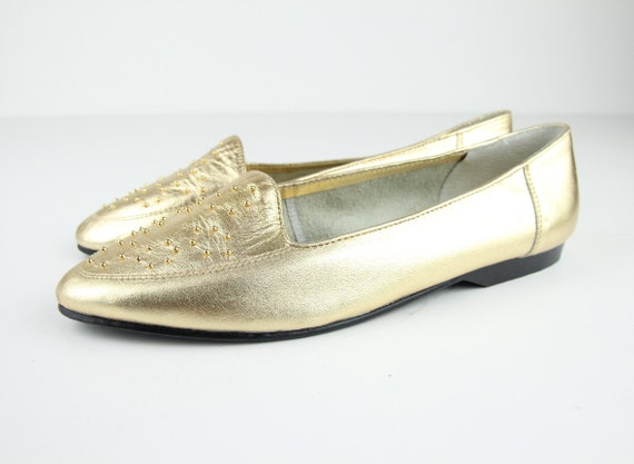 metallic gold loafers