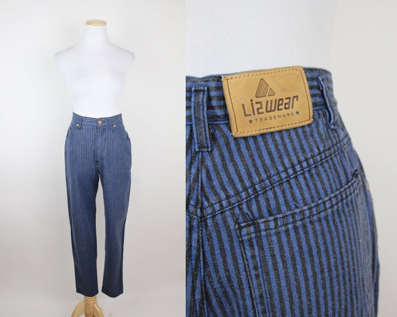vintage striped mom jeans