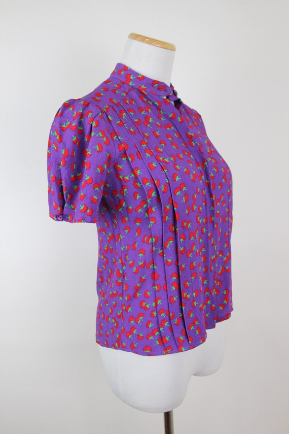 Vintage 80s does 30s Dandelion Print Blouse, XXS,… - image 1