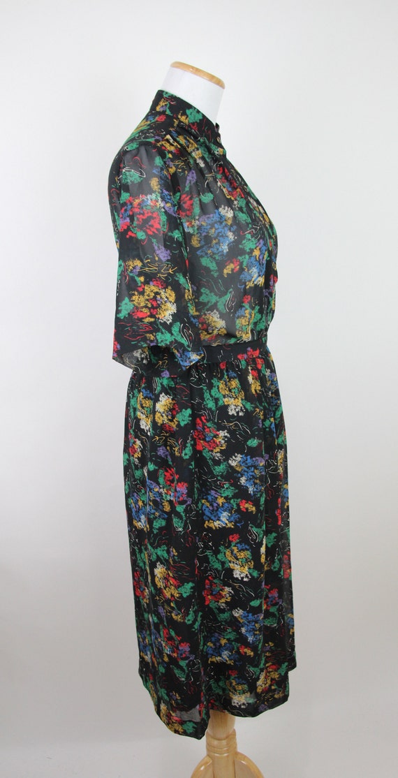 Vintage Black Abstract Floral Print Skirt Set, S … - image 5