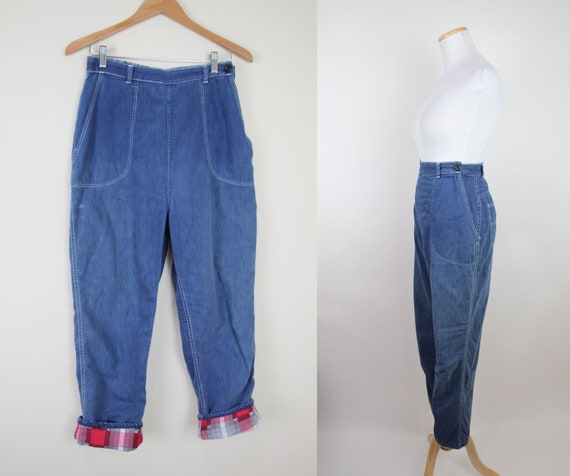 Vintage 40s 50s Flannel Lined Jeans, 28x26 ACTUAL