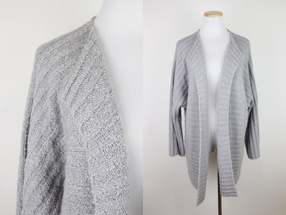Vintage Gray Ribbed Sweater Jacket, ONE SIZE, Vint