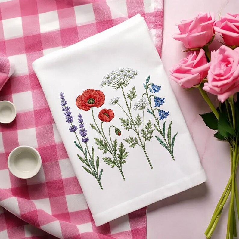 Wildflower Set Embroidery Design, Lavender Poppy Bell Flower Machine Embroidery File, Botanical Bundle Download image 5