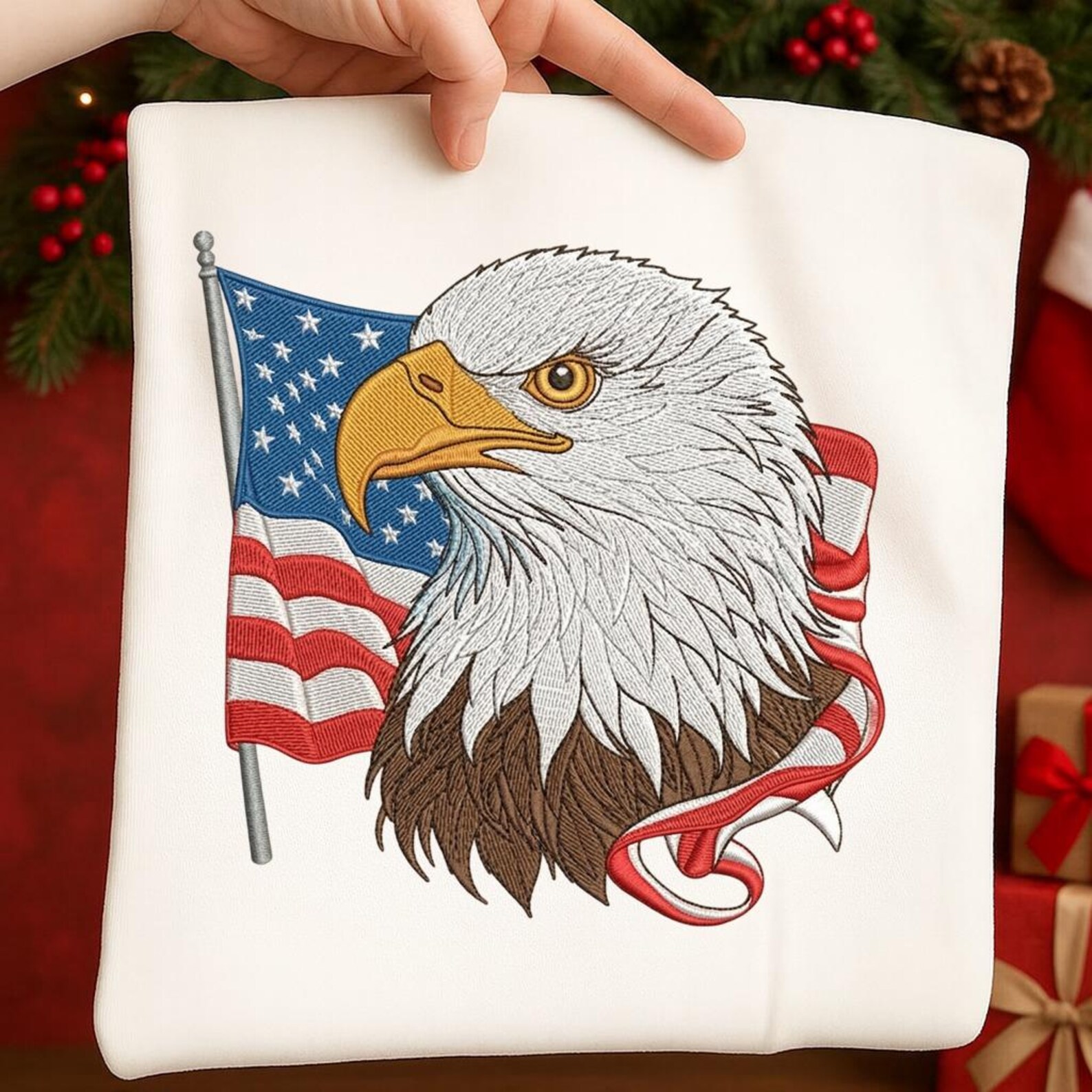 Bald Eagle American Flag Embroidery Design | Patriotic USA Eagle | 4th ...