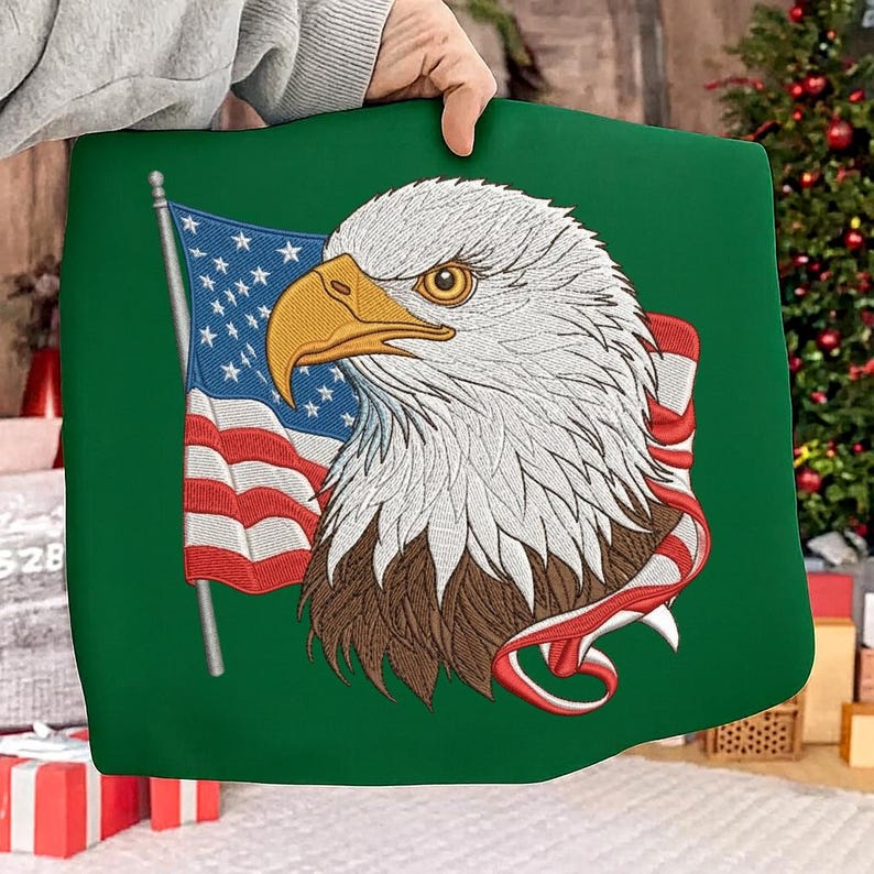 Bald Eagle American Flag Embroidery Design | Patriotic USA Eagle | 4th ...