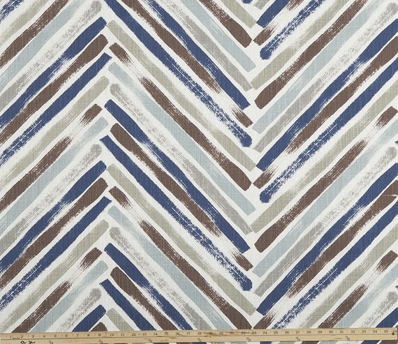 Blue Geometric Curtains Stella Regal Blue Slub Canvas Drapes Etsy