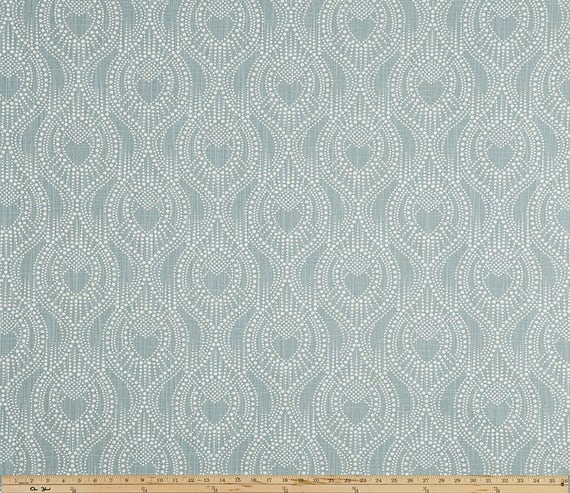 Blue And White Geometric Curtains Alyssa Regal Slub Canvas Etsy