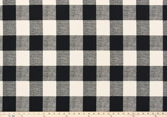 Black And Cream Buffalo Plaid Macon Check Curtains Rod Pocket Etsy