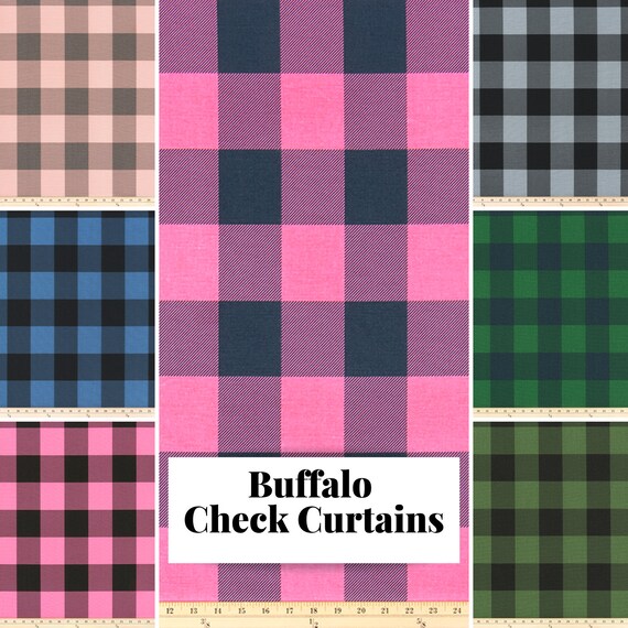 Buffalo Check Curtains Plaid Drapes Pink Green Blue Etsy