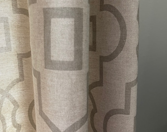 Sale Ready to Ship Linen French Grey & Beige - 50” wide x 108” long - Pair of Curtains in Bordeaux Cloud Linen