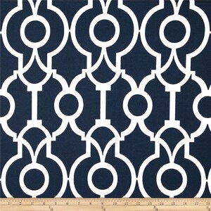 SALE! Pair 50W x 120L Navy Blue White Modern Curtains - Blackout Lined Premier Prints Lyon - Ready to Ship