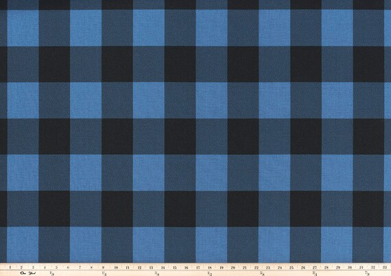 Black And Blue Buffalo Plaid Check Curtains Rod Pocket 84 96 Etsy