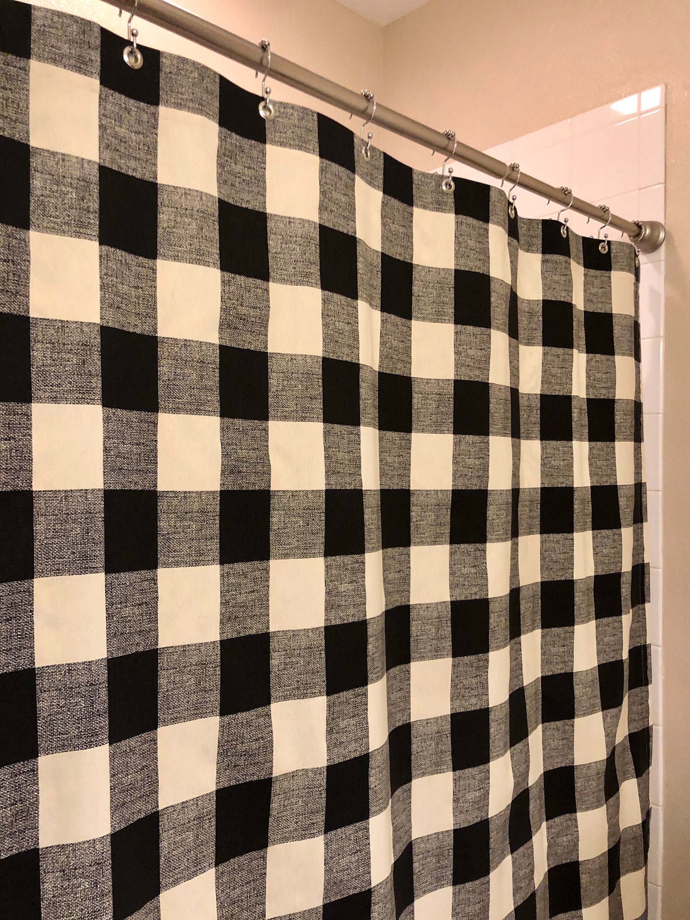 Buffalo Check Shower Curtain 72W X 72L Farmhouse Black and Etsy