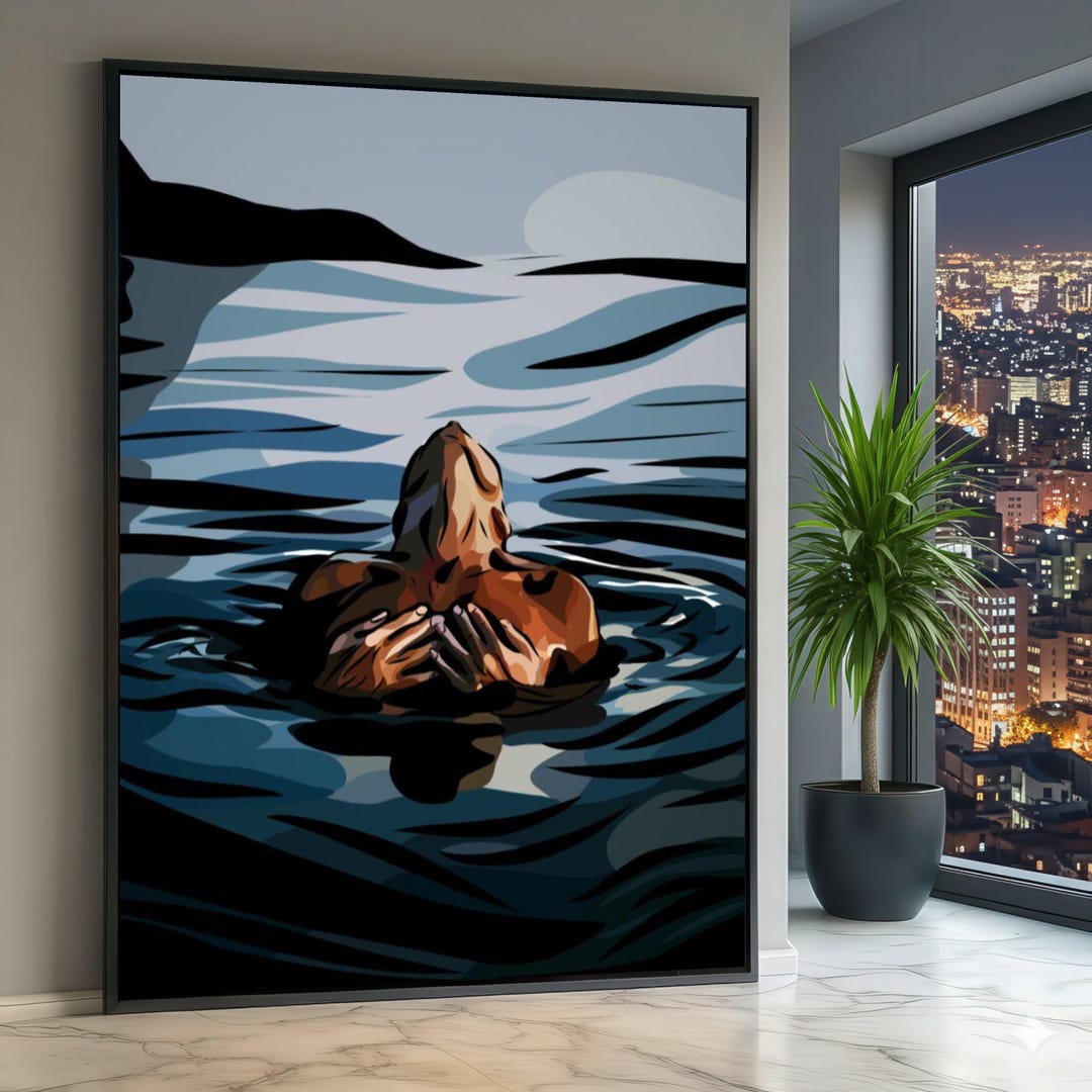 Abstract Woman in Water Canvas, Modern Relaxation Art - Etsy