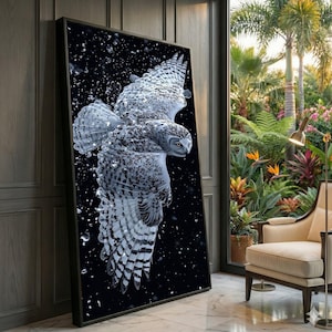 Snowy Owl Canvas Print, Winter Wildlife Art image 1
