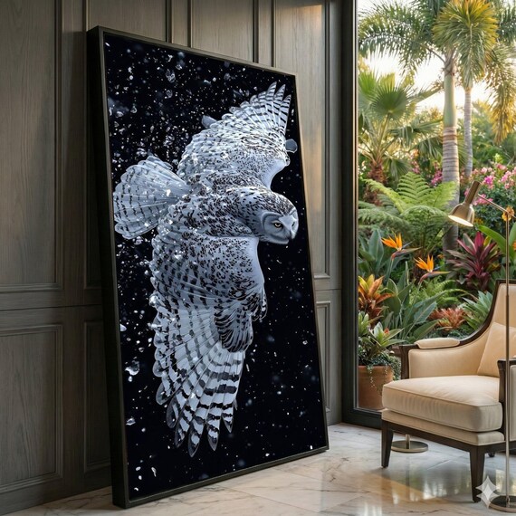 Snowy Owl Canvas Print, Winter Wildlife Art