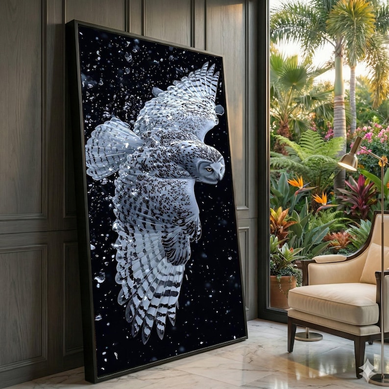 Snowy Owl Canvas Print, Winter Wildlife Art image 1