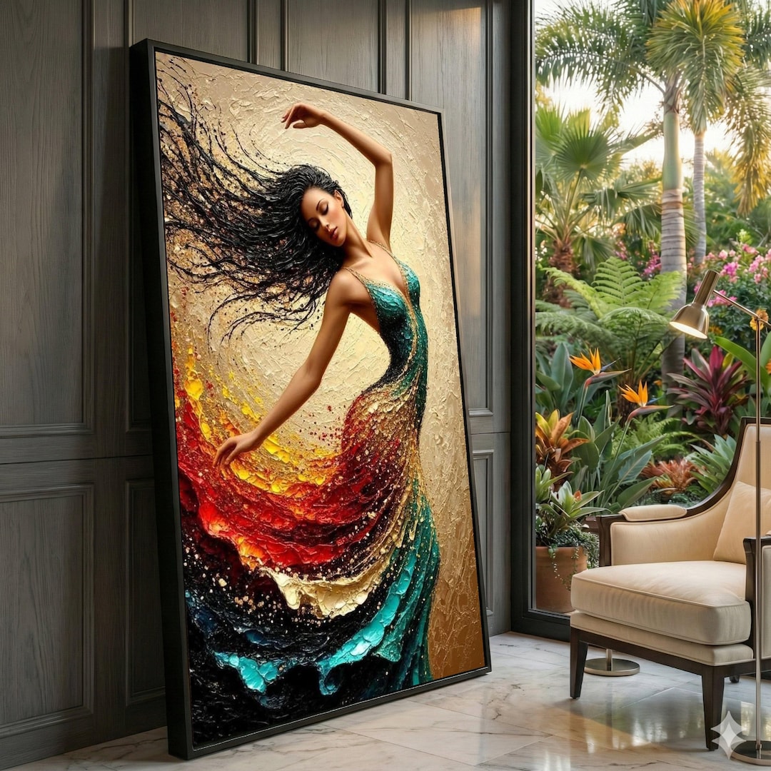 Elegant Dancing Woman Canvas Print, Colorful Abstract Art - Etsy