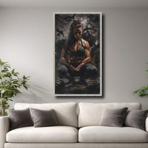 Tattooed Female Fitness Warrior Canvas, Gym Wall Art image 4
