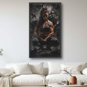 Tattooed Female Fitness Warrior Canvas, Gym Wall Art image 3