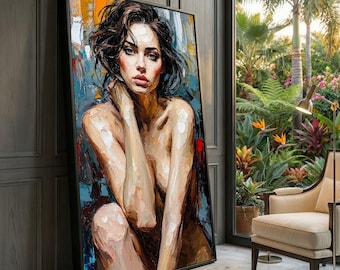 Abstract Female Portrait Canvas, Modern Paint Style Wall Art
