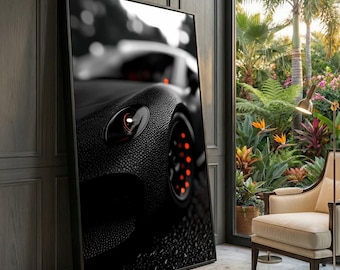 Black Sports Car Canvas Print, Automotive Wall Art