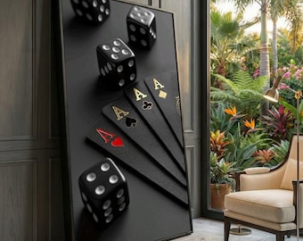 Black Aces and Dice Canvas Art, Modern Gambling Decor