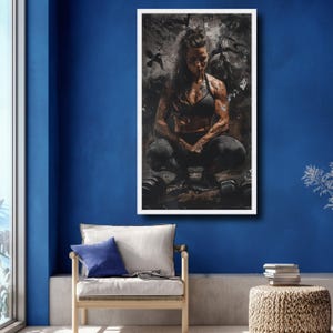 Tattooed Female Fitness Warrior Canvas, Gym Wall Art image 5