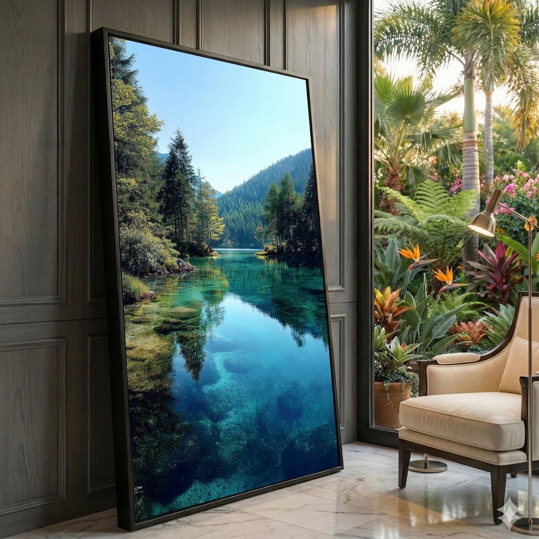 Mountain Lake Canvas Print, Forest Reflection, Nature Wall Art - Etsy