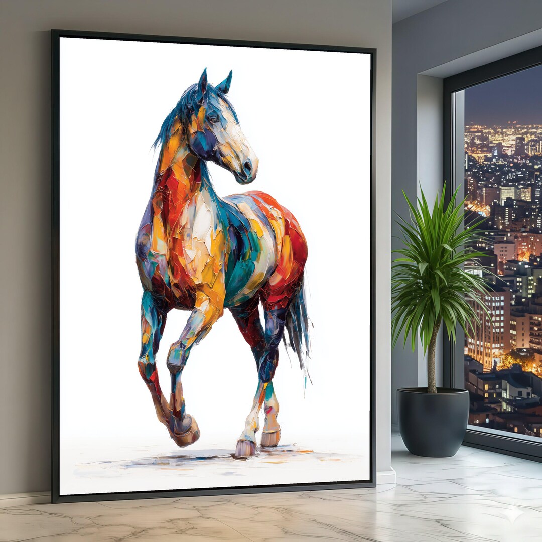 Colorful Abstract Horse Canvas Art, Modern Equine Painting, Ready to ...