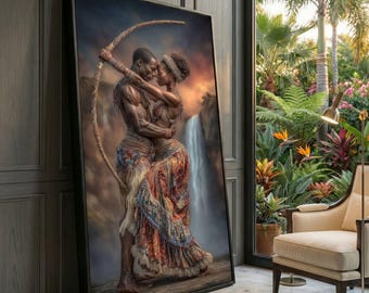 Tribal Love Canvas, African Couple Art, Romantic Home Decor