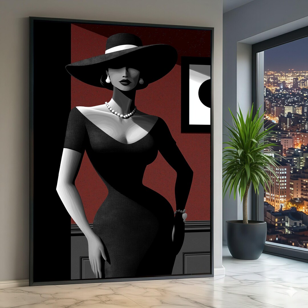 Vintage Glamour Woman Canvas Print, Retro Fashion Portrait - Etsy