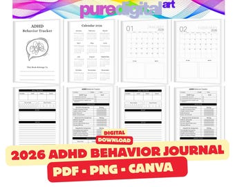 Planilha de acompanhamento de comportamento, sintomas, medicação e humor para TDAH em 2026 (PDF, Canva)