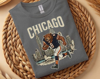 Chicago Football Graphic Shirt, Vintage Bear Football Tee, Retro Game Day Shirt, Chicago Fan Apparel, Football Lover Apparel, Funny Game Day