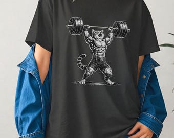 Cat Workout Shirt, Funny Cat Gym Shirt, Deadlift Cat Meme Tee, Gym Pump Cover Shirt, Unisex Fitness Humor Gift, funny workout tee