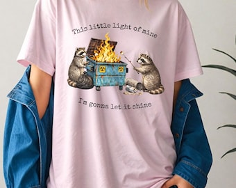 Dumpster Feuer Parodie Shirt, lustiges dunkles Humor T-Shirt, dieses kleine Licht von mir Meme T-Shirt, psychische Gesundheit Humor Geschenk